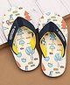Cute Walk by Babyhug Flip Flops with Dino Print - White