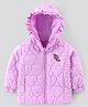 Bonfino Full Sleeves Patch Detailing & Heart Embroidered Hooded Puffer Jacket - Lavender