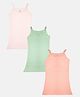 Kiddopanti Pack Of 3 Sleeveless Solid Camisoles  - Baby Pink lt Green & Peach