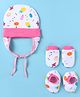 OHMS Single Jersey Knit Cap Mitten & Booties Fruits Print Pink - Diameter 11 cm