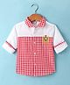 ToffyHouse 100%  Woven Cotton Yarn Dyed Full Sleeves Regular Collared Checkered Shirt With Embroidery - Red