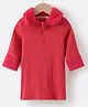 Kookie Kids Full Sleeves Solid Color Collar Winter Frock - Red