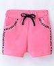 Evimo Looper Knit Knee Length Shorts with Text Print - Medium Pink
