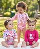 Babyoye 100% Cotton Full Sleeves Floral & Butterfly Printed Onesies Pack of 3 - Pink & White