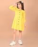 Lilpicks Couture Organic Cotton Three Fourth Sleeves Solid Shirt Dress - Yellow