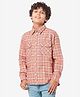 Lilpicks Couture Organic Cotton Full Sleeves Checked Shirt  - Orange