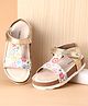Babyoye Velcro Closure Floral Printed Sandals - Golden & White