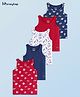 Honeyhap Premium  Cotton Elastane Bio Finish Single Jersey Sleeveless Vests with Text Print Pack of 5 - Blue Red & White