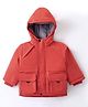 Kookie Kids Full Sleeves Hooded Solid Winter Jacket - Orange