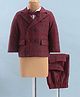 Kookie Kids Full Sleeves Checkered 3 Piece Party Suit with Bow - Maroon
