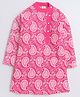 Aww Hunnie 100% Cotton Full Sleeves Ethnic Paisley Printed Angrakha Style Kurta - Pink