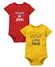 Zeezeezoo Cotton Pack Of 2 Half Sleeves Masi Ki Jaan & Brilliant Like Masi Text Printed Onesie - Red And Yellow