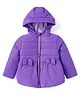 Babyhug Woven Full Sleeves Solid Colour Padded Hooded Jacket - Purple
