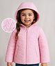 Babyhug Woven Full Sleeves Padded Hooded Jacket With Bunny Detailing - Pink