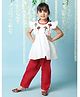 KID1 Cotton Frill Sleeves Kite Embroidered Kurta With Salwar Set -White