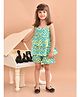 Superminis Cotton Sleeveless Ikat Printed Flared Top And Shorts Set - Green