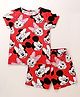 Honeyhap Disney Premium Cotton Knit Half Sleeves Night Suit With Minnie Mouse Print - Red