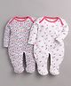 BABY GO Cotton Knit Pack Of 2 Full Sleeves Floral Printed Footed Sleepsuits - Fushia