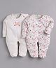 BABY GO Cotton Knit Pack Of 2 Full Sleeves Floral Printed Sleepsuits - Peach