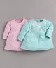 BABY GO Pack Of 2 Full Sleeves Heart & Kitten Printed Dresses - Pink