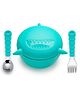 Melii Silicone Bowl with Lid & Utensils - Shark Blue