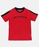 SpyBy Half Sleeves Los Angeles Text  Printed Tee - Red