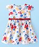 Babyhug Rayon Woven Cap Sleeves A-Line Frock With Floral Print & Belt - White