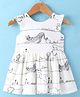Orrigany Cotton Knit Sleeveless Frock with Animals Embroidery - Off White