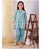 Ka-mee Cotton Three Fourth Sleeves Floral Printed Kurta & Pant Set - Blue