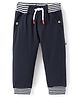 Mini Taurus Cotton Knit Full Length Solid Color Lounge Pant - Navy Blue