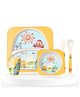 Bembika Baby Self Feeding Essential Baby Dinnerware Bamboo Fibre Dinner Set For Kids For Kids And Toddlers Funny Holiday Pack Of 5 - (Yellow)
