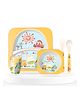 Bembika Baby Self Feeding Essential Baby Dinnerware Bamboo Fibre Dinner Set For Kids For Kids And Toddlers Funny Holiday - Pack Of 5 (Yellow)