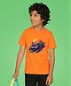 NUSYL Cotton Half Sleeves Car Printed Tee - Orange
