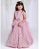KID1 Sleeveless Chessboard Check Embroidered & Floral Applique Gown - Pink