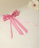 Arendelle Satin Ribbon Double Bow Detailed Long Tail Hair Clip - Pink