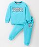 Smarty Boys Premium Looper Lycra Cotton Full Sleeves T-Shirt & Lounge Pants Set With Text Print - Blue