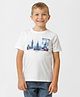 Kate & Oscar Half Sleeves Eiffel Tower & Burj Khalifa Printed Tee - White