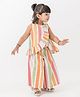 Tiber Taber Cotton Sleeveless Striped Coordinating Top & Pant Set - Multi Colour