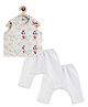 Tiber Taber Janmastami Theme Sleeveless Krishna Printed Jhabla & Pyjamas Set - White