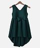 HEYKIDOO Silk Sleeveless Bow Applique Detailed High Low Party Wear Dress - Green