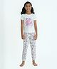 Mackly Cotton Knit Half Sleeves Unicorn Printed Nightwear Set - White & Multi