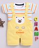 TOONYPORT Cotton Half Sleeves Bear Printed Dungaree Set - Yellow