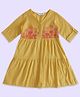 Akkriti by Pantaloons Three Fourth Sleeves Floral Embroidered Dress - Mustard