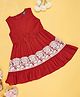 YU by Pantaloons Sleeveless Swiss Dots Designed Lace Detailed Dress - Red