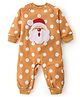 Kookie Kids Winter Wear Full Raglan Sleeves Romper with Polka Dots Print & Santa Patch - Light Brown
