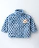 Kookie Kids Full Sleeves Solid Jacket with Animal Patch - Blue