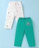 Ben Benny 100% Cotton Interlock Knit Full length Legging with Beach Theme Print Pack of 2 - White & Green