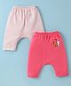 Ben Benny 100% Cotton Interlock Knit Ultra Comfort Diaper Leggings Bear & Hearts Print Pack of 2 - Light Pink & Dark Pink
