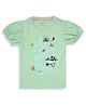My Milestones 100% Cotton Puffed Sleeves Text & Garden Theme Printed Top - Sage Green