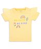 My Milestones Pure Cotton Ruffle Sleeves Text & Rainbow Printed Top - Yellow